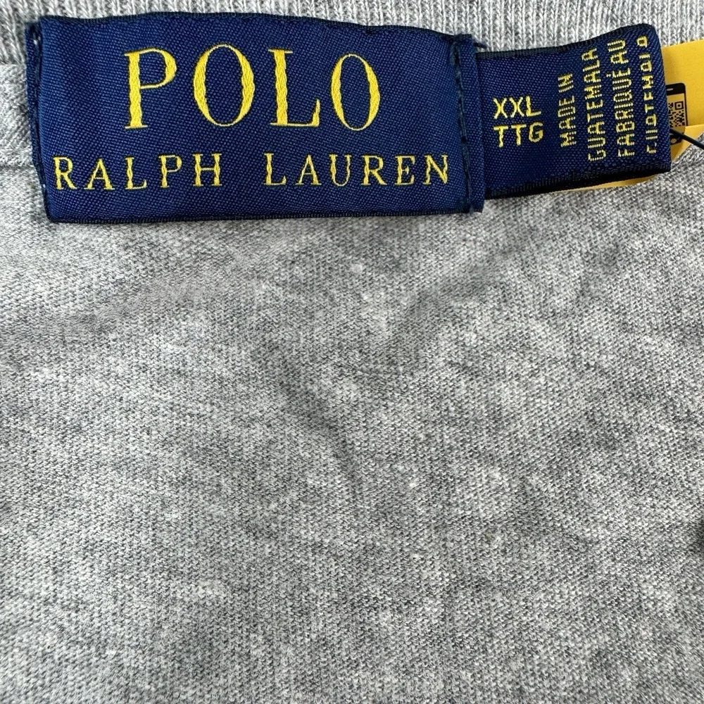 Polo Ralph Lauren Gray Polo Bear American Flag Mens Graphic Cotton Shirt 2XL NWT